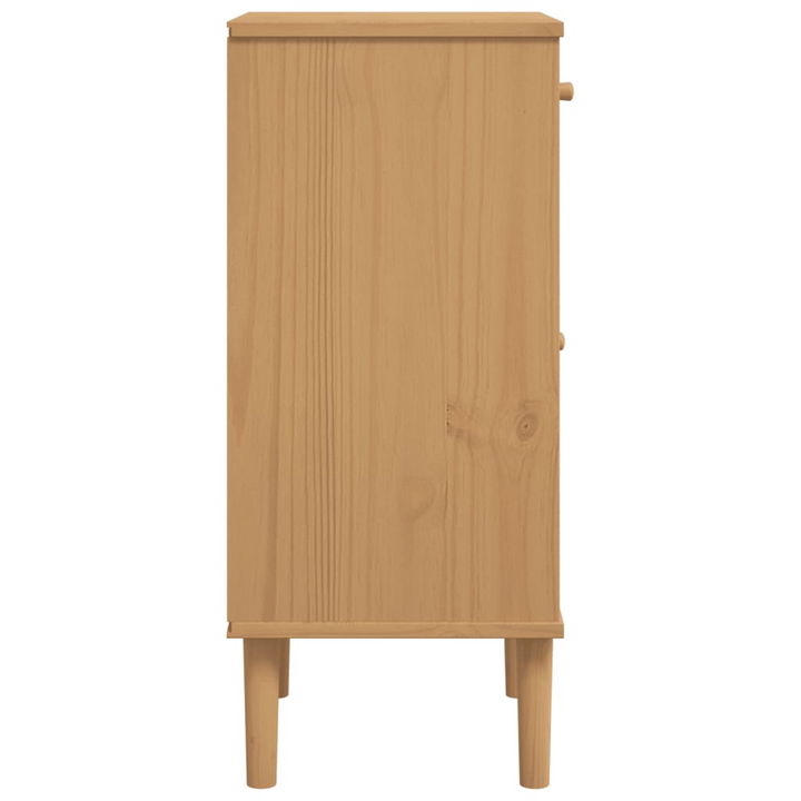 SENJA Rattan Look Bedside Cabinet - Modern Solid Wood Pine Nightstand, 40x35x80 cm, Brown - Premium Furniture from Home Treasures - Just £57.99! Shop now at Home Treasures