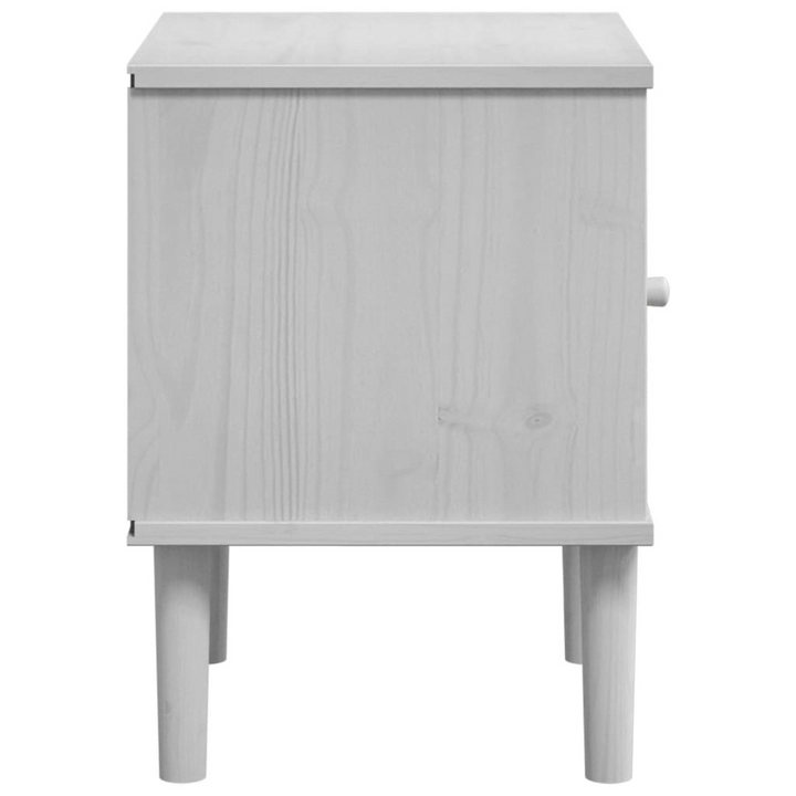 SENJA White Bedside Cabinet with Rattan Look - 40x35x48 cm, Solid Pine Wood - Premium  from Home Treasures - Just £51.99! Shop now at Home Treasures