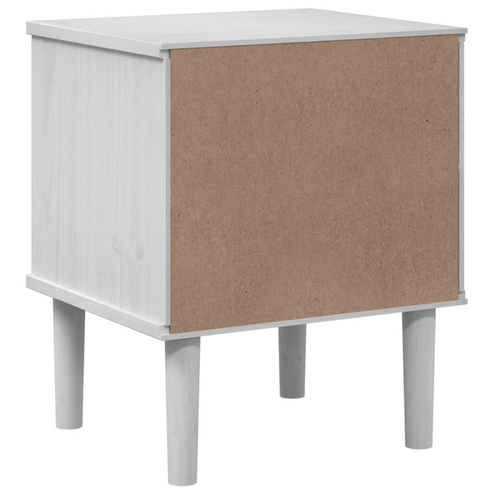 SENJA White Bedside Cabinet with Rattan Look - 40x35x48 cm, Solid Pine Wood - Premium  from Home Treasures - Just £51.99! Shop now at Home Treasures