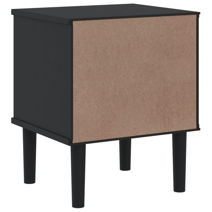 SENJA Bedside Cabinet - Stylish Rattan Look Nightstand in Solid Pine Wood, Black, 40x35x48 cm with Ample Storage - Premium  from Home Treasures - Just £54.99! Shop now at Home Treasures