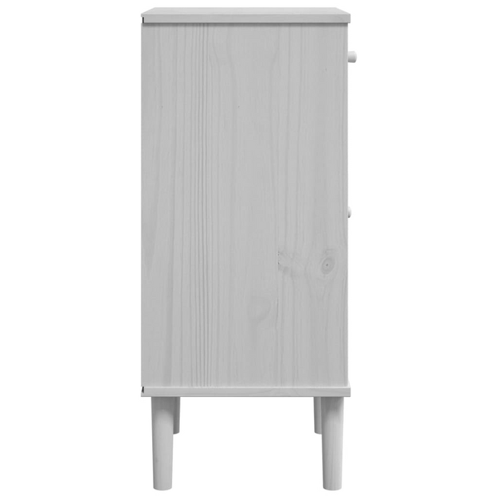 SENJA Bedside Cabinet with Rattan Look - White, Solid Pine Wood, 40x35x80 cm - Stylish and Functional - Premium  from Home Treasures - Just £60.99! Shop now at Home Treasures