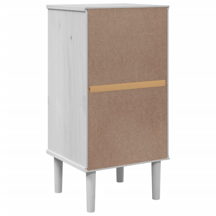 SENJA Bedside Cabinet with Rattan Look - White, Solid Pine Wood, 40x35x80 cm - Stylish and Functional - Premium  from Home Treasures - Just £60.99! Shop now at Home Treasures