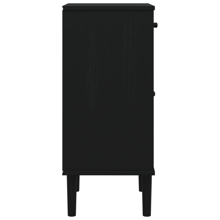 SENJA Bedside Cabinet with Rattan Look - Solid Pine Wood, Black - 40x35x80 cm | Elegant & Functional Storage Solution - Premium  from Home Treasures - Just £69.99! Shop now at Home Treasures