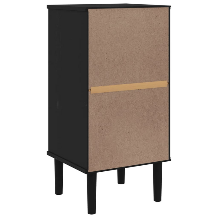 SENJA Bedside Cabinet with Rattan Look - Solid Pine Wood, Black - 40x35x80 cm | Elegant & Functional Storage Solution - Premium  from Home Treasures - Just £69.99! Shop now at Home Treasures