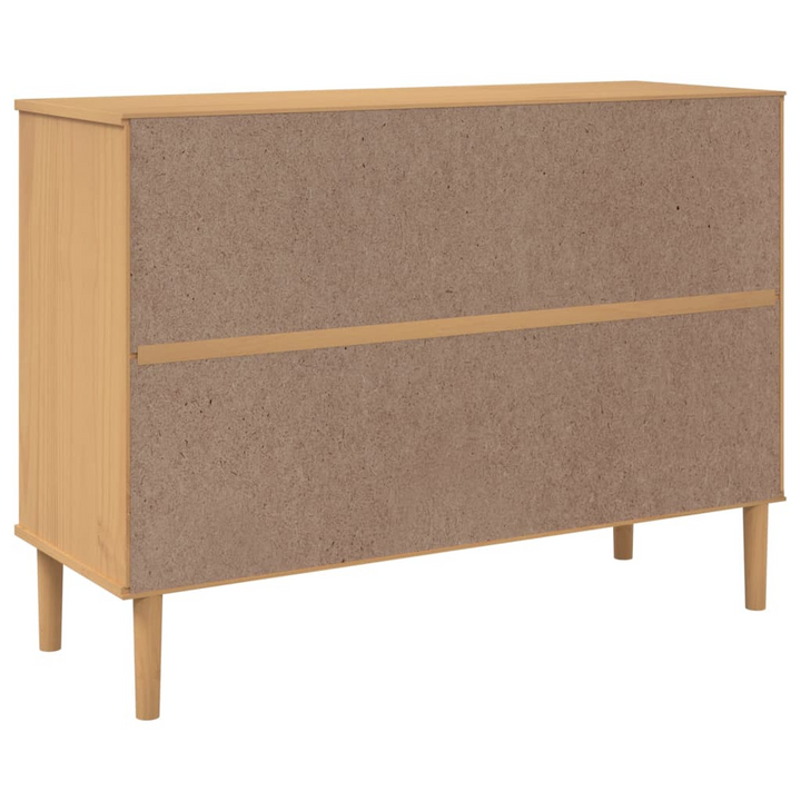 SENJA Sideboard with Rattan Look in Brown - Solid Pine Wood Cabinet | Mid-Century Modern & Boho Design | Ample Storage 112x40x80 cm - Premium  from Home Treasures - Just £134.99! Shop now at Home Treasures