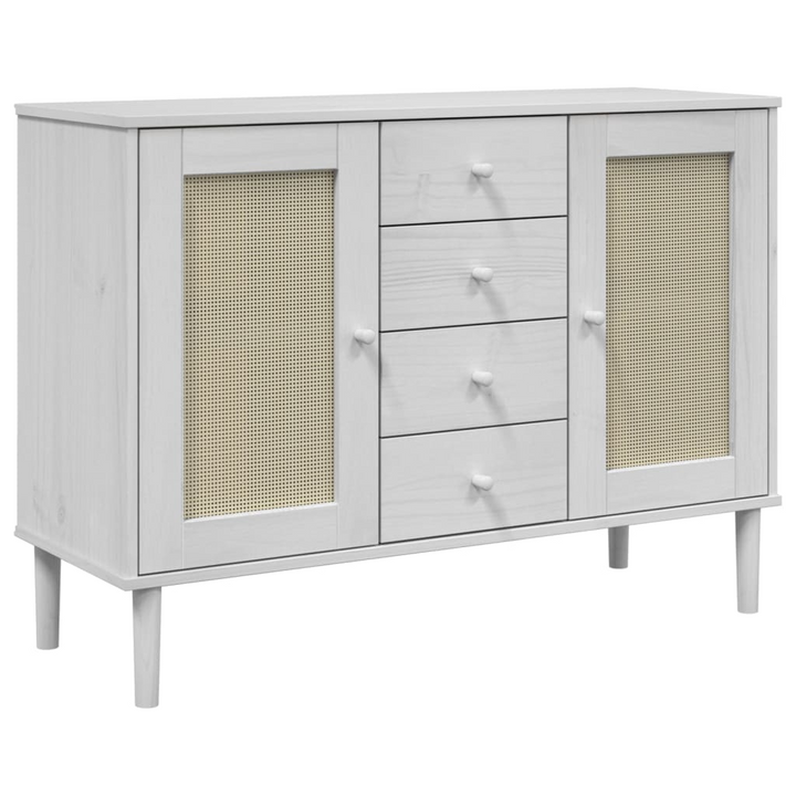 SENJA Rattan Look Sideboard - White, 112x40x80 cm, Solid Pine Wood for Stylish and Organized Living - Premium  from Home Treasures - Just £133.99! Shop now at Home Treasures