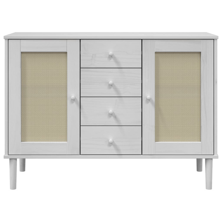 SENJA Rattan Look Sideboard - White, 112x40x80 cm, Solid Pine Wood for Stylish and Organized Living - Premium  from Home Treasures - Just £133.99! Shop now at Home Treasures