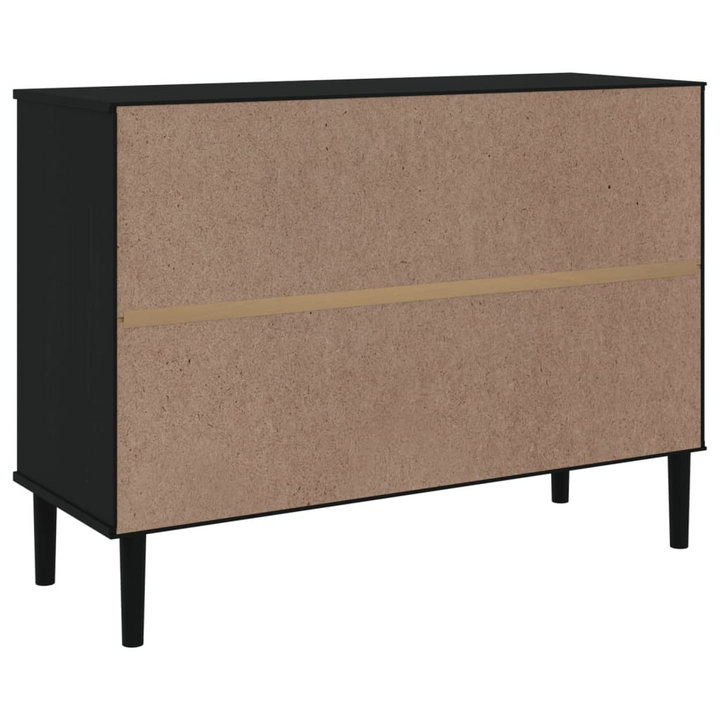 SENJA Sideboard - Black, Rattan Look, Solid Pine Wood, 112x40x80 cm - Mid-century Modern Boho Storage Cabinet - Premium  from Home Treasures - Just £162.99! Shop now at Home Treasures