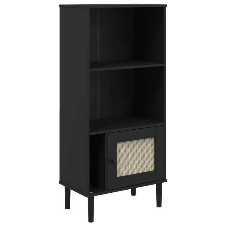 SENJA Bookcase - Rattan Look, Black 60x35x130 cm, Solid Pine Wood - Premium  from Home Treasures - Just £77.99! Shop now at Home Treasures