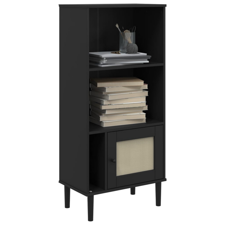 SENJA Bookcase - Rattan Look, Black 60x35x130 cm, Solid Pine Wood - Premium  from Home Treasures - Just £77.99! Shop now at Home Treasures