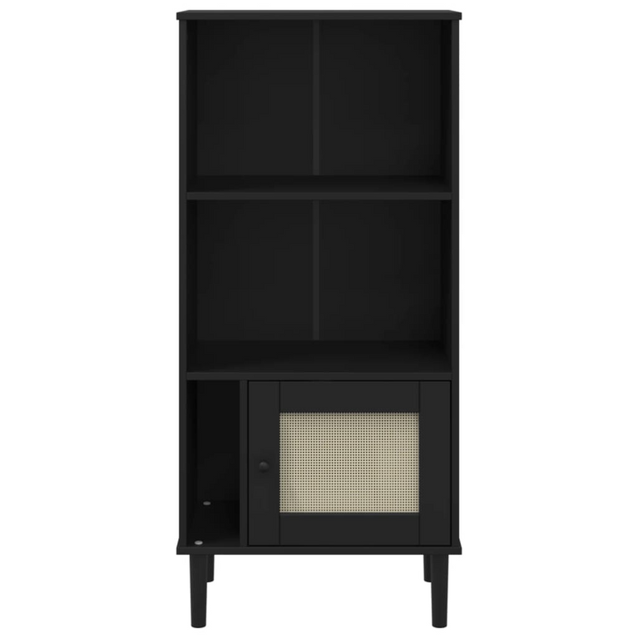 SENJA Bookcase - Rattan Look, Black 60x35x130 cm, Solid Pine Wood - Premium  from Home Treasures - Just £77.99! Shop now at Home Treasures