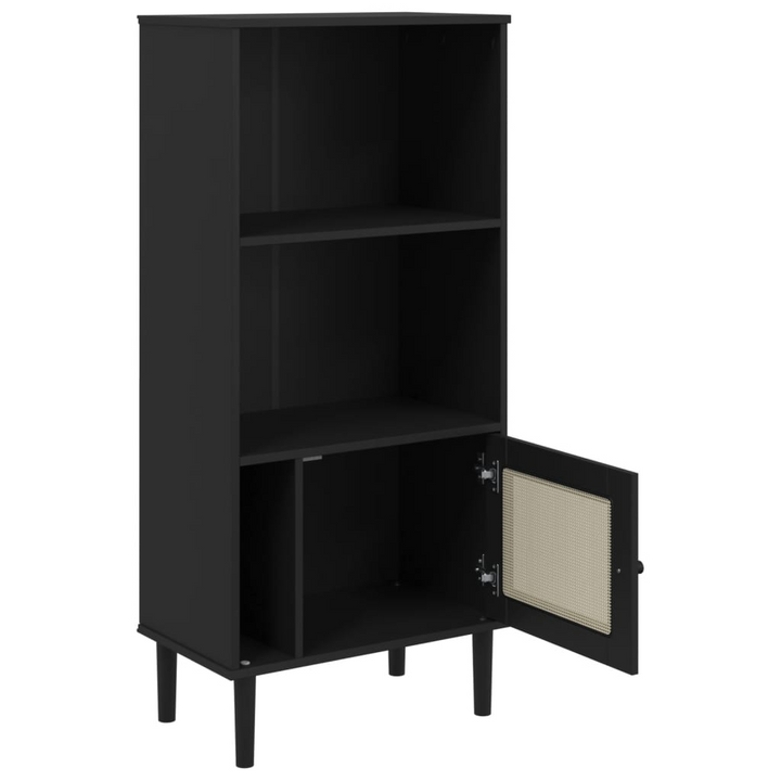 SENJA Bookcase - Rattan Look, Black 60x35x130 cm, Solid Pine Wood - Premium  from Home Treasures - Just £77.99! Shop now at Home Treasures