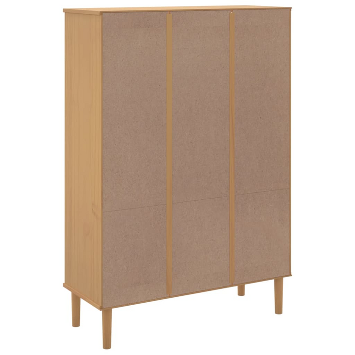 SENJA Rattan Look Bookcase - Solid Pine Wood, Brown, 90x35x130 cm - Elegant & Practical Storage Solution - Premium  from Home Treasures - Just £104.99! Shop now at Home Treasures