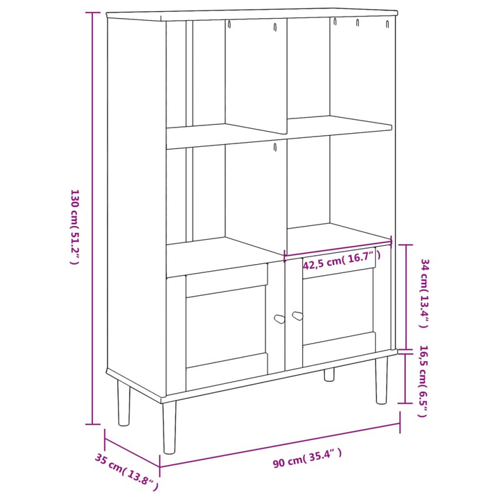 SENJA Rattan Look Bookcase - Solid Pine Wood, Brown, 90x35x130 cm - Elegant & Practical Storage Solution - Premium  from Home Treasures - Just £104.99! Shop now at Home Treasures