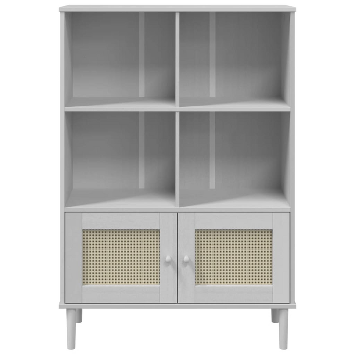 SENJA Rattan Look Bookcase - White, Solid Pine Wood, 90x35x130 cm - Modern Home Décor - Premium  from Home Treasures - Just £105.99! Shop now at Home Treasures