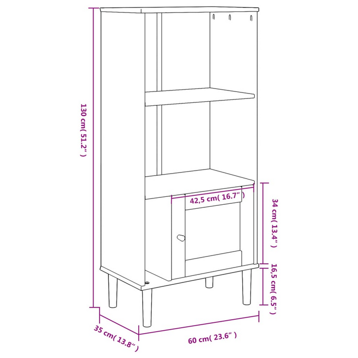 SENJA Bookcase with Rattan Look in Brown | 60x35x130cm Solid Pine Wood Bookcase | UV Varnish Finish - Premium  from Home Treasures - Just £78.99! Shop now at Home Treasures