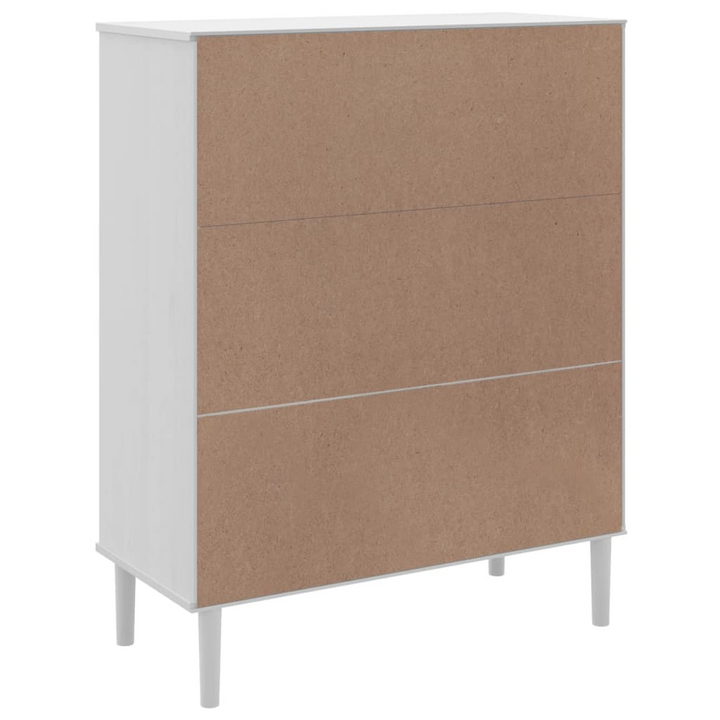 SENJA Highboard - Elegant Storage Solution with Rattan Look, Solid Pine Wood, White Finish, 90x40x112 cm - Premium  from Home Treasures - Just £120.99! Shop now at Home Treasures