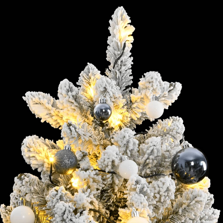 vidaXL 240 cm Artificial Christmas Tree with 300 LEDs & Ball Set - Hinged, Snow-Flocked, 8 Lighting Modes - Premium  from Home Treasures - Just £321.99! Shop now at Home Treasures