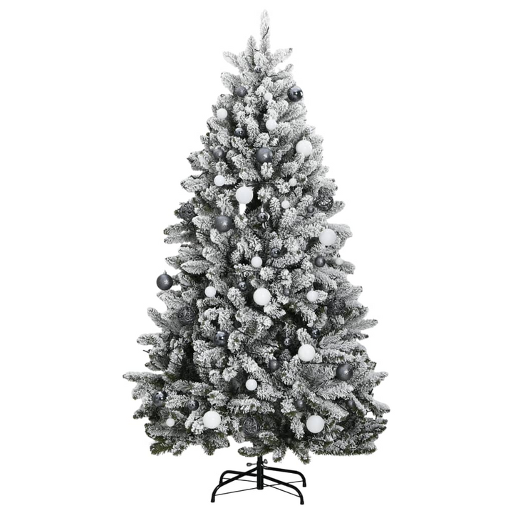 vidaXL 240 cm Artificial Christmas Tree with 300 LEDs & Ball Set - Hinged, Snow-Flocked, 8 Lighting Modes - Premium  from Home Treasures - Just £321.99! Shop now at Home Treasures