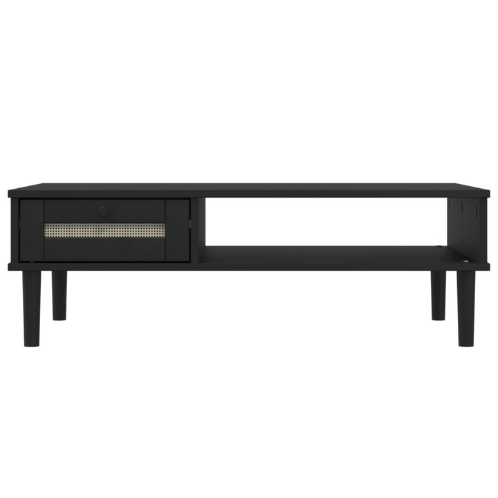 SENJA Black Coffee Table 100x55x33 cm - Elegant Rattan Look with Solid Wood & Storage - Premium  from Home Treasures - Just £107.99! Shop now at Home Treasures