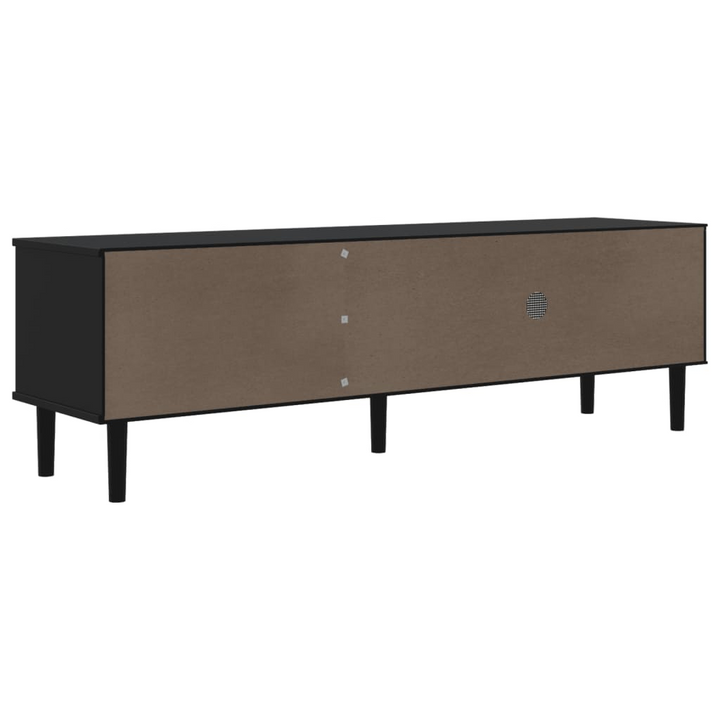 SENJA TV Cabinet - Black Rattan Look, Solid Pine Wood, 158x40x49cm - Boho & Midcentury Modern Style TV Console - Premium  from Home Treasures - Just £150.99! Shop now at Home Treasures