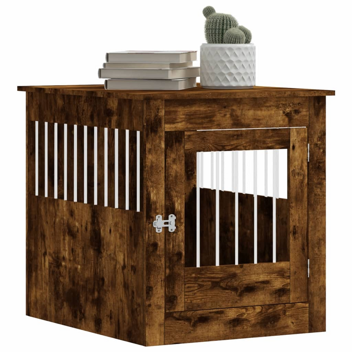 Dog Crate Furniture - Smoked Oak 64.5x80x71 cm | Multi-Functional Dog Cage & End Table | Engineered Wood & Steel | Sturdy, Stylish & Practical - Premium  from Home Treasures - Just £95.99! Shop now at Home Treasures