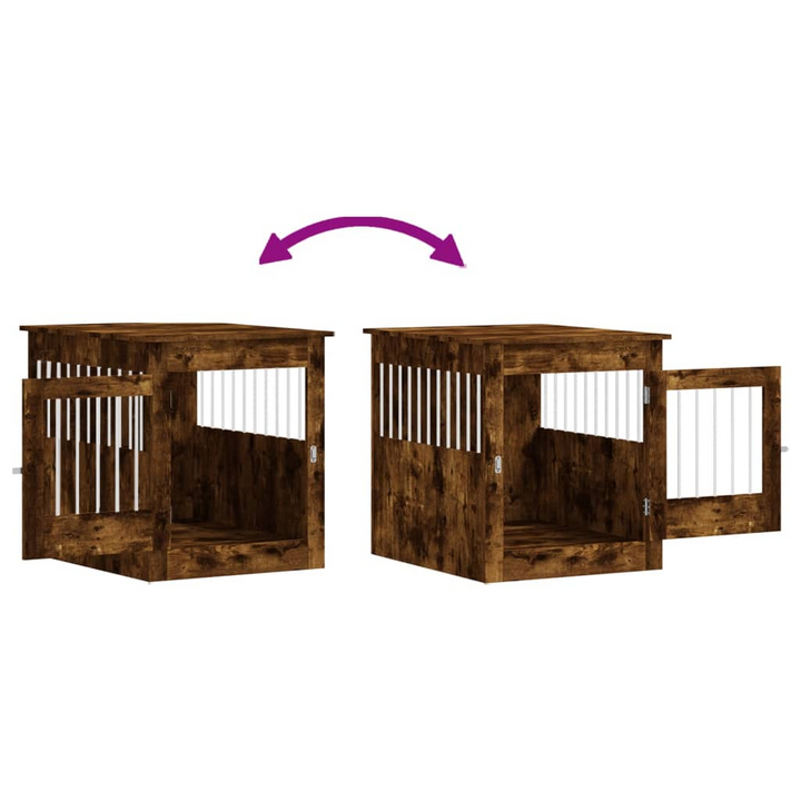 Dog Crate Furniture - Smoked Oak 64.5x80x71 cm | Multi-Functional Dog Cage & End Table | Engineered Wood & Steel | Sturdy, Stylish & Practical - Premium  from Home Treasures - Just £95.99! Shop now at Home Treasures