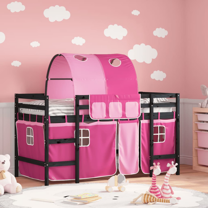 Children's Loft Bed with Fun Tunnel - Pink, 90x190 cm, Single - Perfect for Play and Storage - Premium  from Home Treasures - Just £241.99! Shop now at Home Treasures