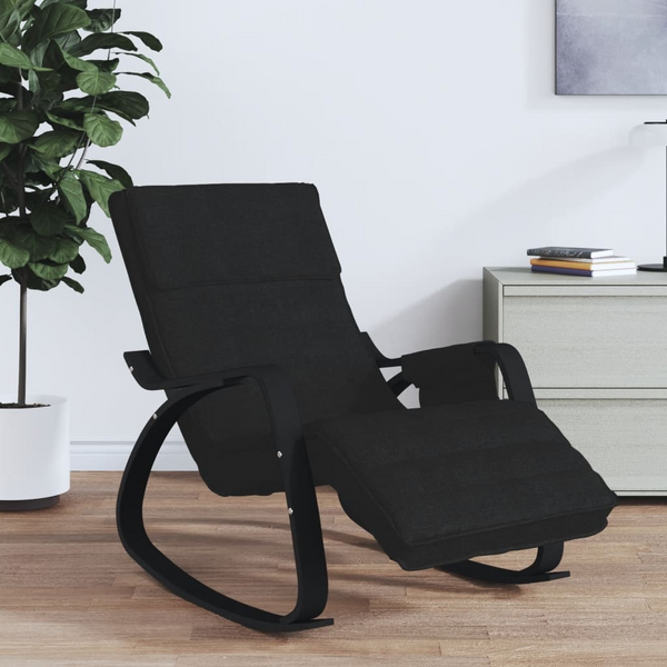 Elegant Fabric Rocking Chair with Solid Birch Wood Frame in Black - Ultimate Comfort and Style - Premium  from Home Treasures - Just £200.99! Shop now at Home Treasures