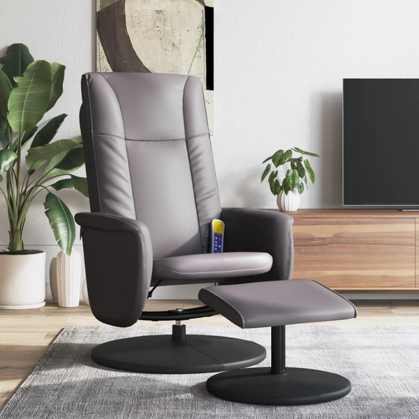 Massage Recliner Chair with Footstool - Grey Faux Leather - Premium  from Home Treasures - Just £173.99! Shop now at Home Treasures