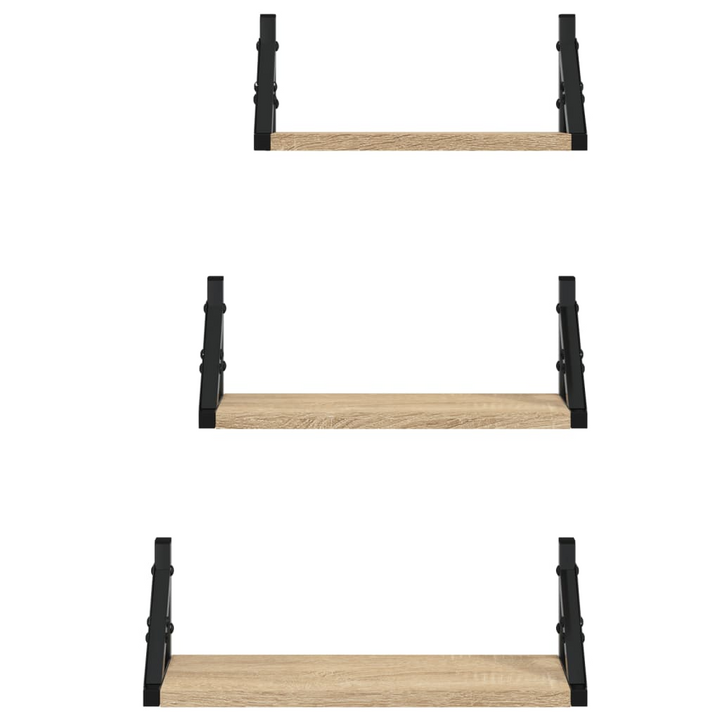 3 Piece Wall Shelf Set - Stylish Sonoma Oak Floating Shelves, Engineered Wood, Home & Office Storage Solution - Premium  from Home Treasures - Just £23.99! Shop now at Home Treasures