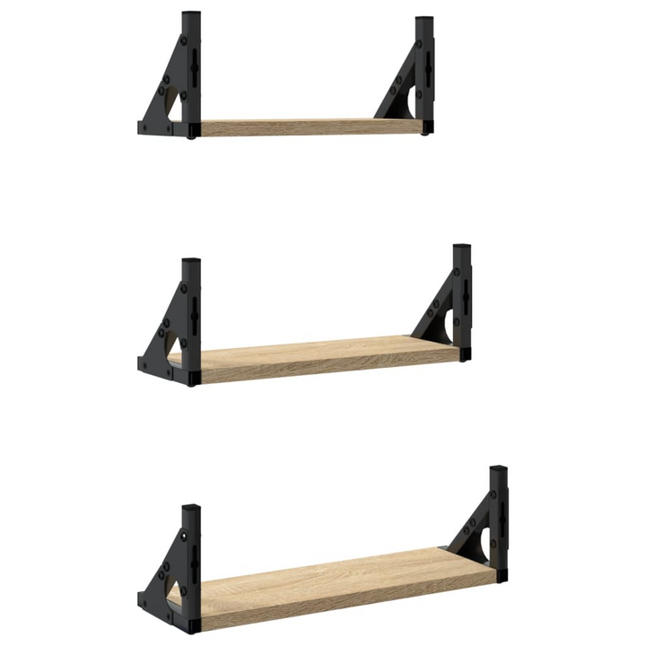 3 Piece Wall Shelf Set - Stylish Sonoma Oak Floating Shelves, Engineered Wood, Home & Office Storage Solution - Premium  from Home Treasures - Just £23.99! Shop now at Home Treasures