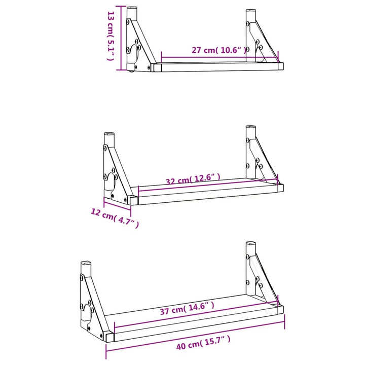 3 Piece Wall Shelf Set - Stylish Sonoma Oak Floating Shelves, Engineered Wood, Home & Office Storage Solution - Premium  from Home Treasures - Just £23.99! Shop now at Home Treasures