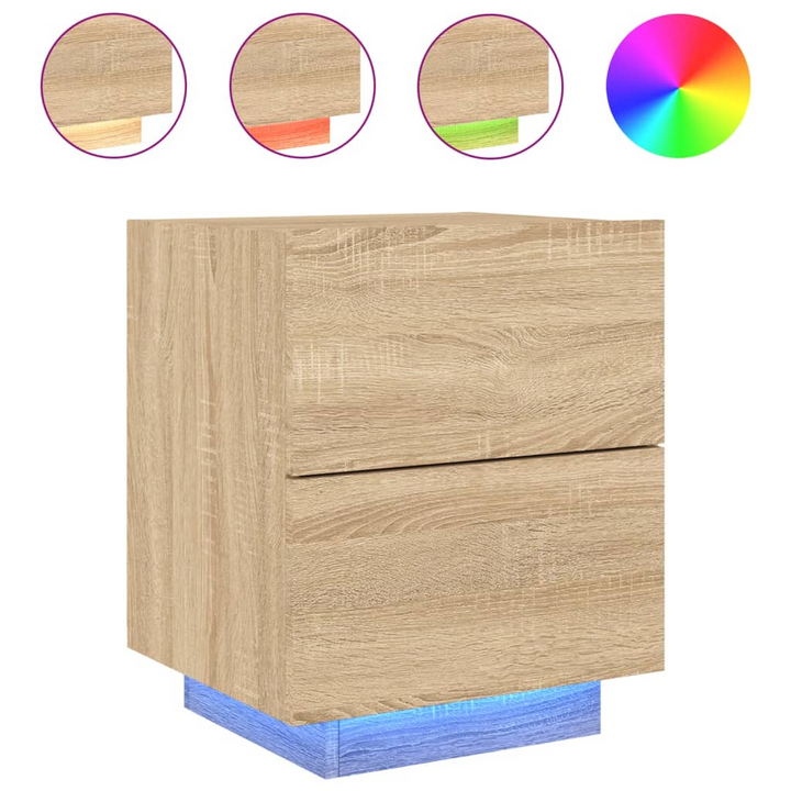 Stylish Bedside Cabinet with LED Lights - Sonoma Oak Finish | Engineered Wood | Modern Bedroom Furniture with Ample Storage - Premium  from Home Treasures - Just £67.99! Shop now at Home Treasures