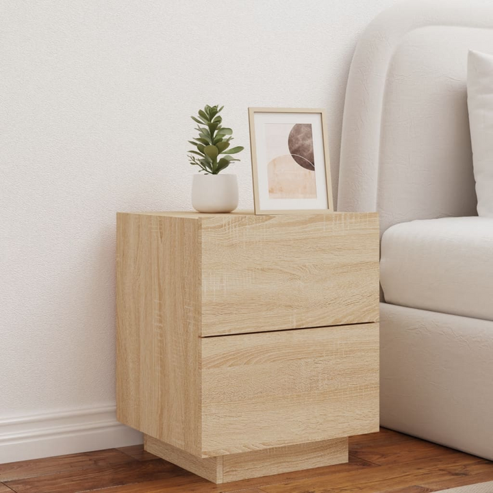 Stylish Bedside Cabinet with LED Lights - Sonoma Oak Finish | Engineered Wood | Modern Bedroom Furniture with Ample Storage - Premium  from Home Treasures - Just £67.99! Shop now at Home Treasures