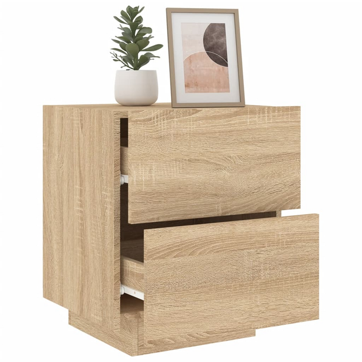 Stylish Bedside Cabinet with LED Lights - Sonoma Oak Finish | Engineered Wood | Modern Bedroom Furniture with Ample Storage - Premium  from Home Treasures - Just £67.99! Shop now at Home Treasures