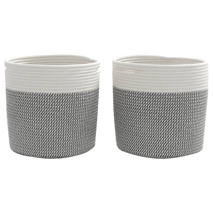 2-Piece Cotton Storage Baskets – Grey and White, Ø28x28 cm | Durable, Space-Saving Design - Premium  from Home Treasures - Just £31.99! Shop now at Home Treasures