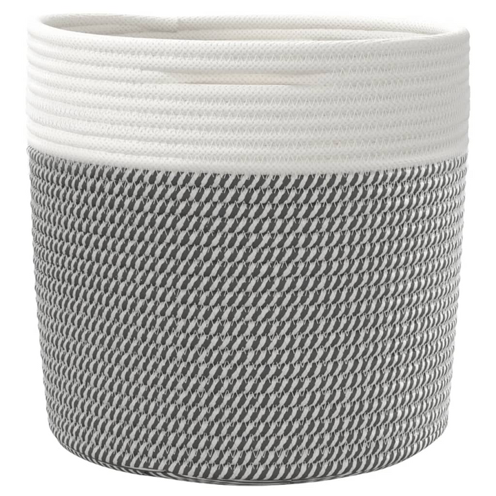 2-Piece Cotton Storage Baskets – Grey and White, Ø28x28 cm | Durable, Space-Saving Design - Premium  from Home Treasures - Just £31.99! Shop now at Home Treasures