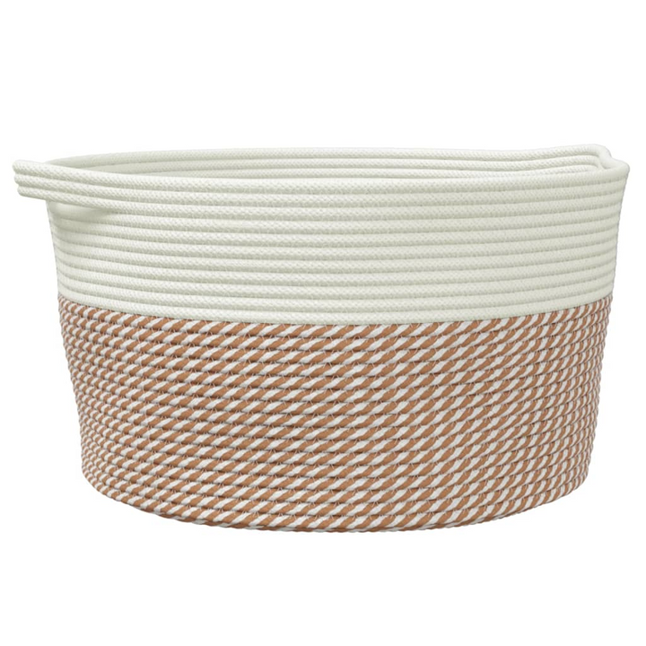 40x25 cm Cotton Storage Basket - Brown and White, Durable & Versatile - Ideal for Home Organization - Premium  from Home Treasures - Just £21.99! Shop now at Home Treasures