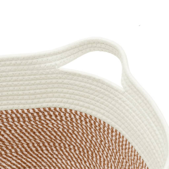 40x25 cm Cotton Storage Basket - Brown and White, Durable & Versatile - Ideal for Home Organization - Premium  from Home Treasures - Just £21.99! Shop now at Home Treasures