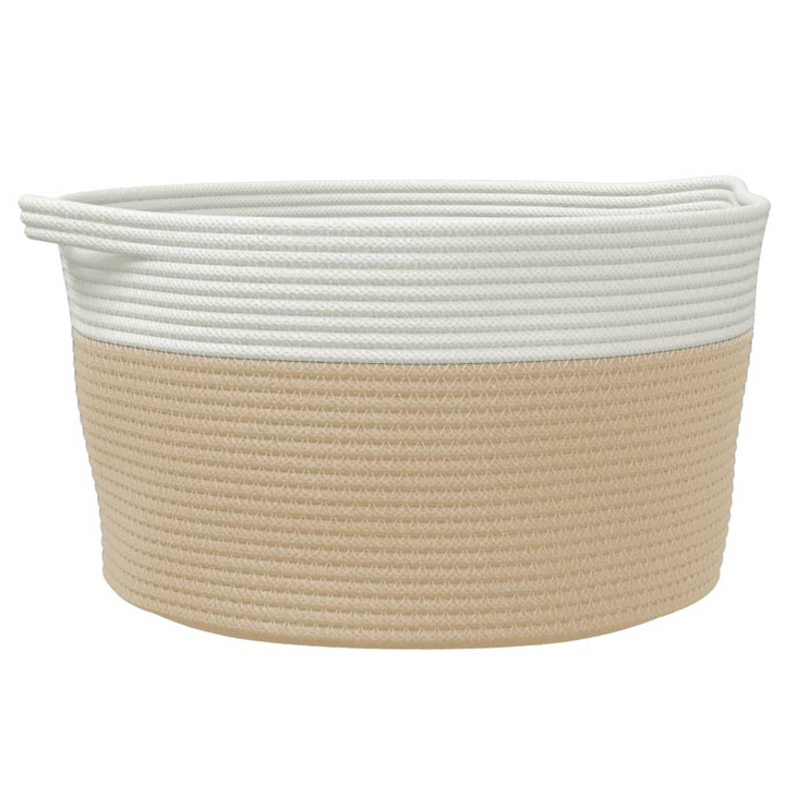 Durable Cotton Storage Basket Beige & White Ø40x25 cm - Stylish Home Organizer - Premium  from Home Treasures - Just £26.99! Shop now at Home Treasures