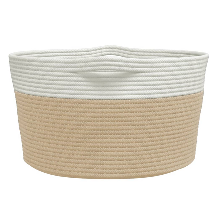 Durable Cotton Storage Basket Beige & White Ø40x25 cm - Stylish Home Organizer - Premium  from Home Treasures - Just £26.99! Shop now at Home Treasures