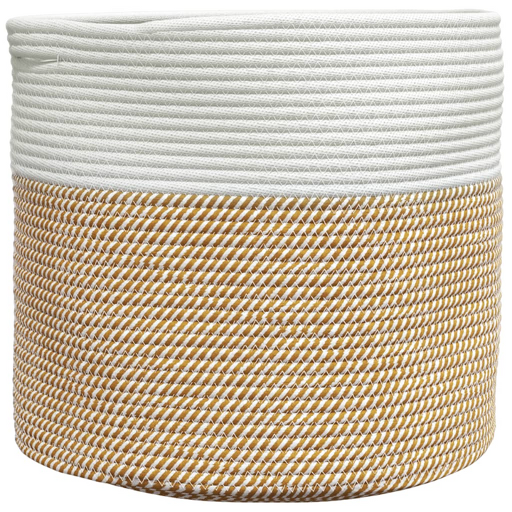 Modern & Durable Storage Basket - Brown & White, Ø40x35 cm, 100% Cotton - Perfect Home Organizer - Premium  from Home Treasures - Just £23.99! Shop now at Home Treasures