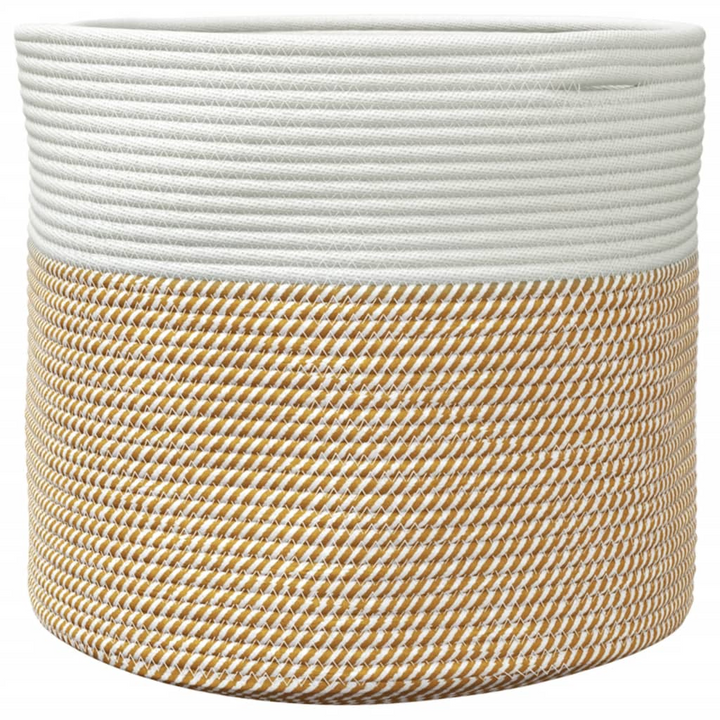 Modern & Durable Storage Basket - Brown & White, Ø40x35 cm, 100% Cotton - Perfect Home Organizer - Premium  from Home Treasures - Just £23.99! Shop now at Home Treasures