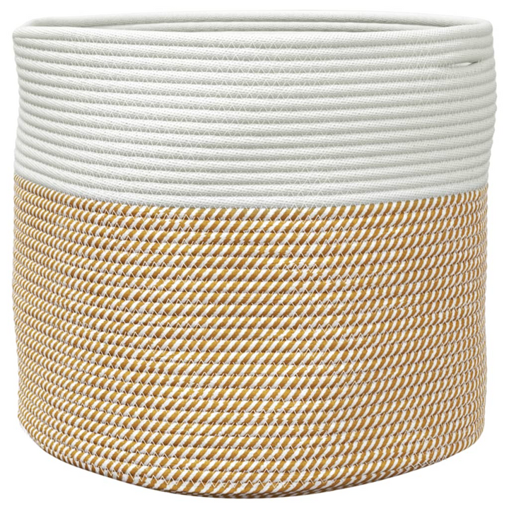 Modern & Durable Storage Basket - Brown & White, Ø40x35 cm, 100% Cotton - Perfect Home Organizer - Premium  from Home Treasures - Just £23.99! Shop now at Home Treasures