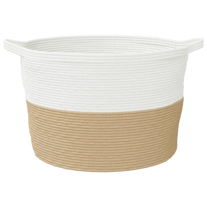 Cotton Laundry Basket Beige and White 60x36 cm - Modern, Durable & Versatile Storage Solution - Premium  from Home Treasures - Just £33.99! Shop now at Home Treasures