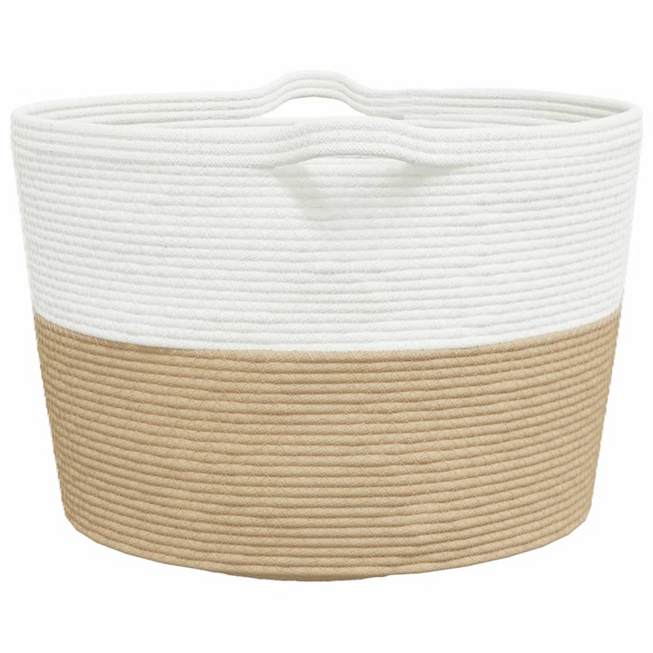 Cotton Laundry Basket Beige and White 60x36 cm - Modern, Durable & Versatile Storage Solution - Premium  from Home Treasures - Just £33.99! Shop now at Home Treasures