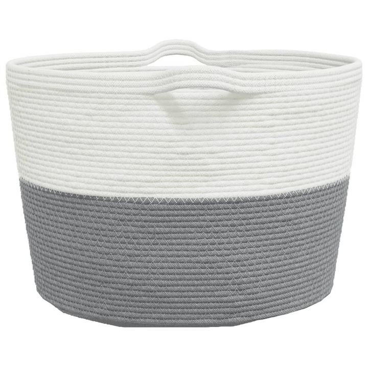 Grey and White Cotton Laundry Basket - Ø60x36 cm | Durable & Versatile Storage Solution - Premium  from Home Treasures - Just £34.99! Shop now at Home Treasures