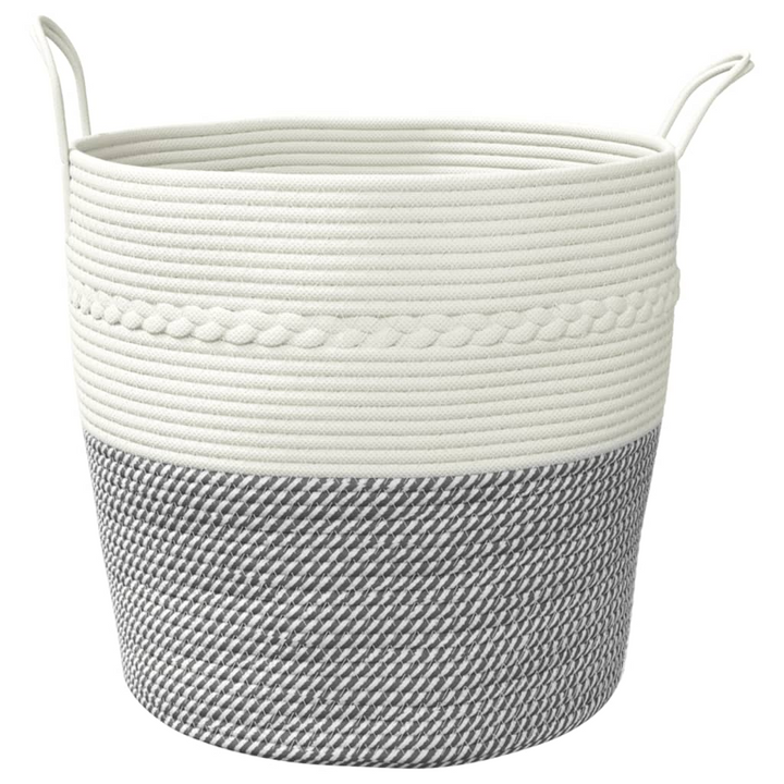 Stylish Grey and White Cotton Storage Basket - Durable & Versatile Ø43x38 cm Organizer - Premium  from Home Treasures - Just £31.99! Shop now at Home Treasures