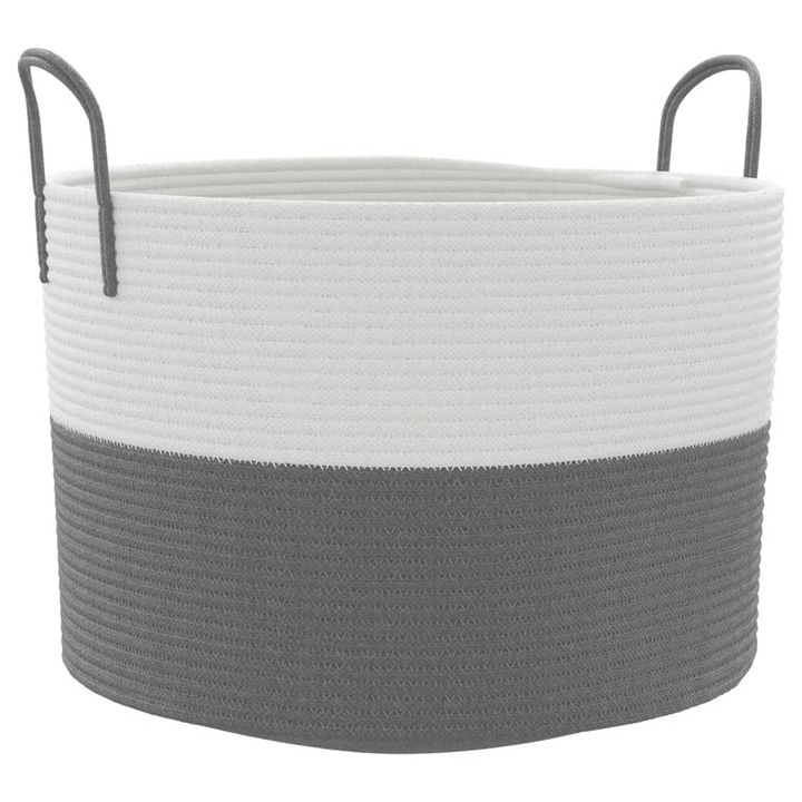 Stylish and Durable Grey & White Cotton Storage Basket - 51x33 cm - Premium  from Home Treasures - Just £25.99! Shop now at Home Treasures